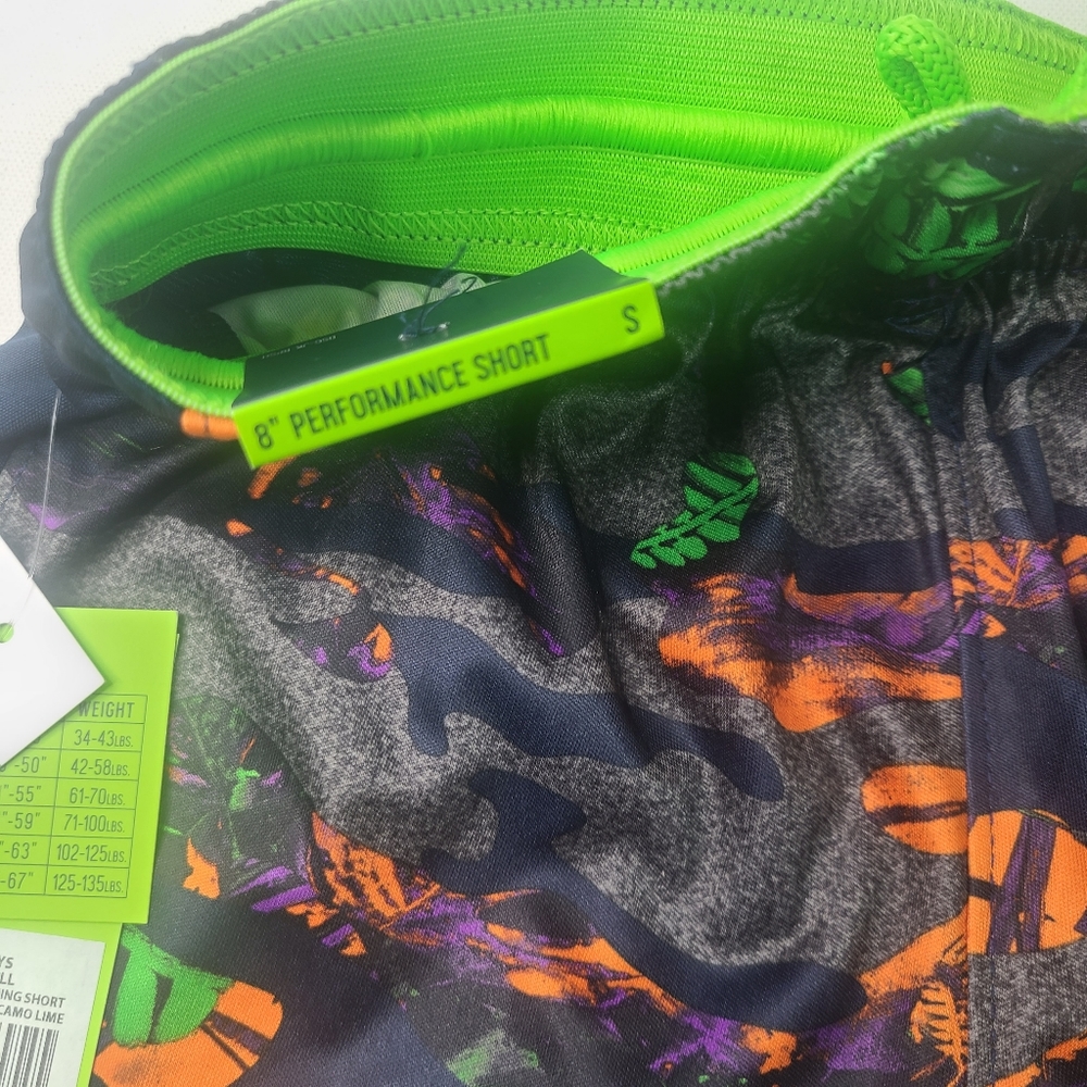Boys Shorts Training Jungle Print Camo Lime - Picture 6 of 7